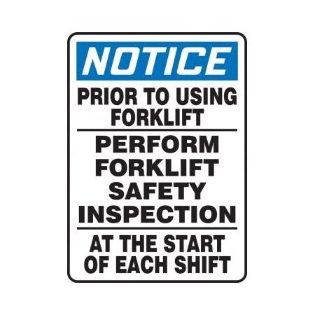 OSHA NOTICE Safety Sign PRIOR TO MVHR819VP